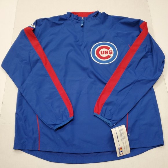 NWT Chicago Cubs 1/4 Zip Blue Majestic Jacket Windbreaker Youth XL New With Tags